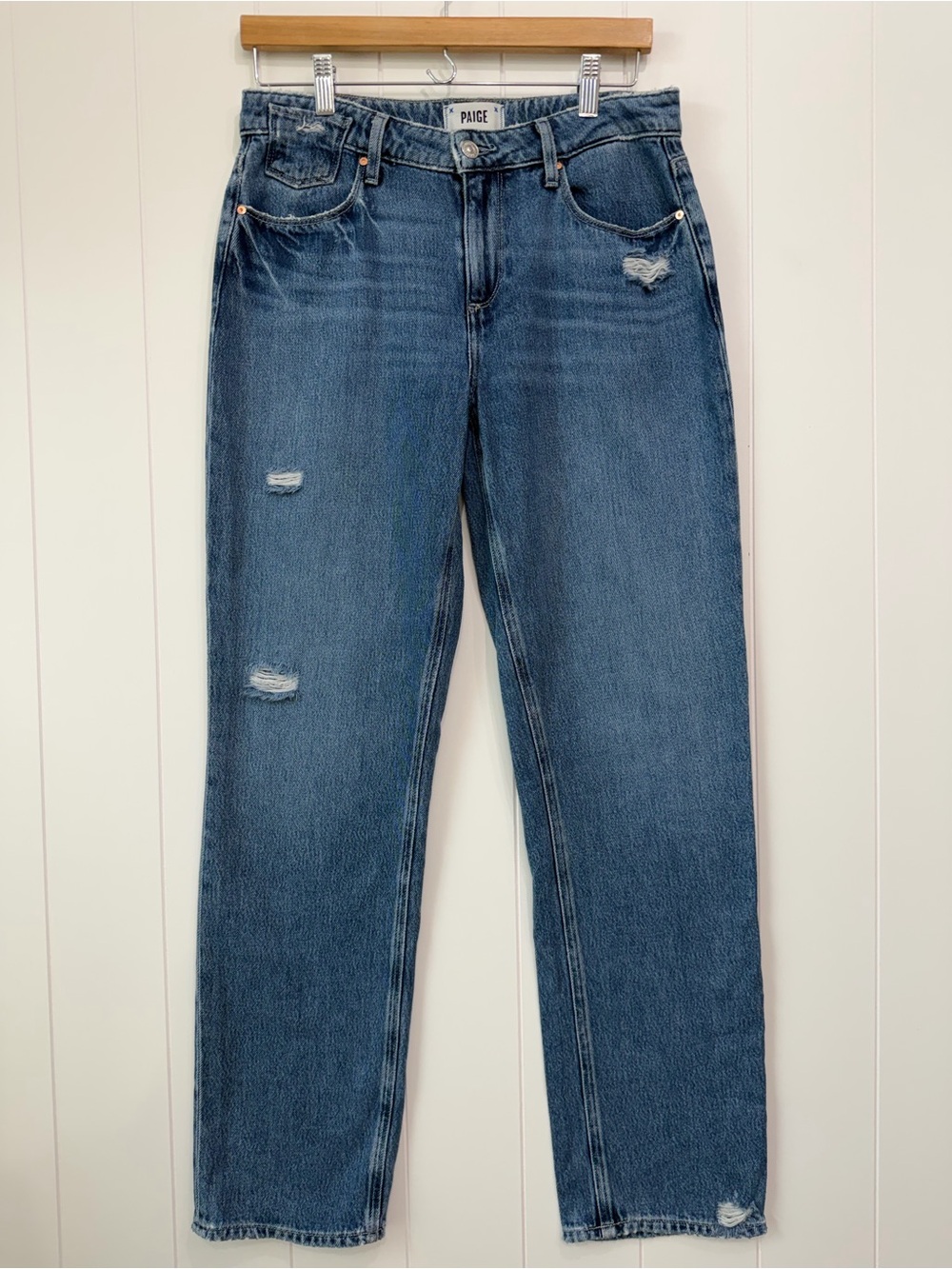 PAIGE Relaxed Noella Janae Distressed High Rise Relaxed Fit Denim Jeans Size 26